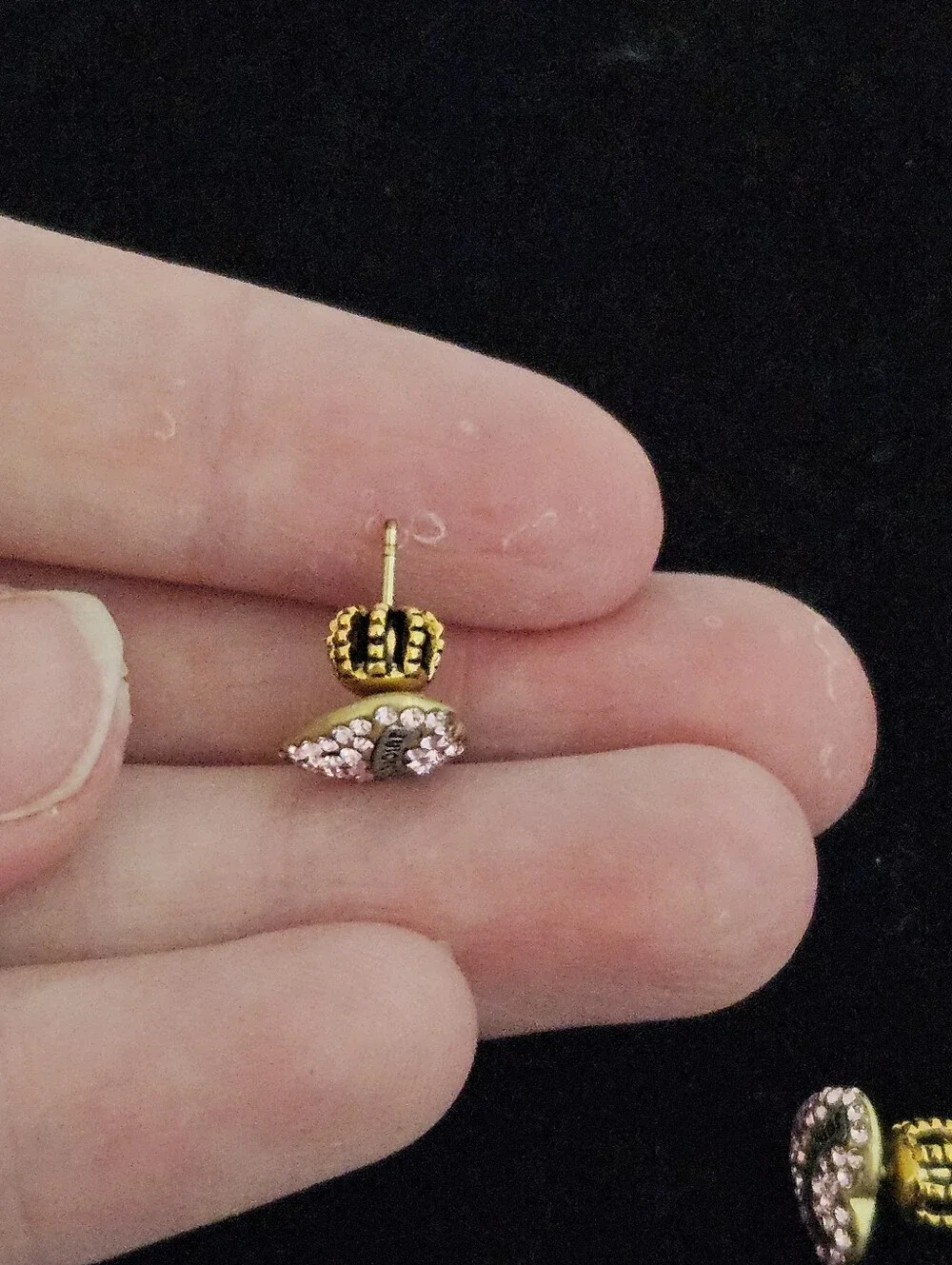 Juicy Couture Pink Crystal Heart Stud Earrings